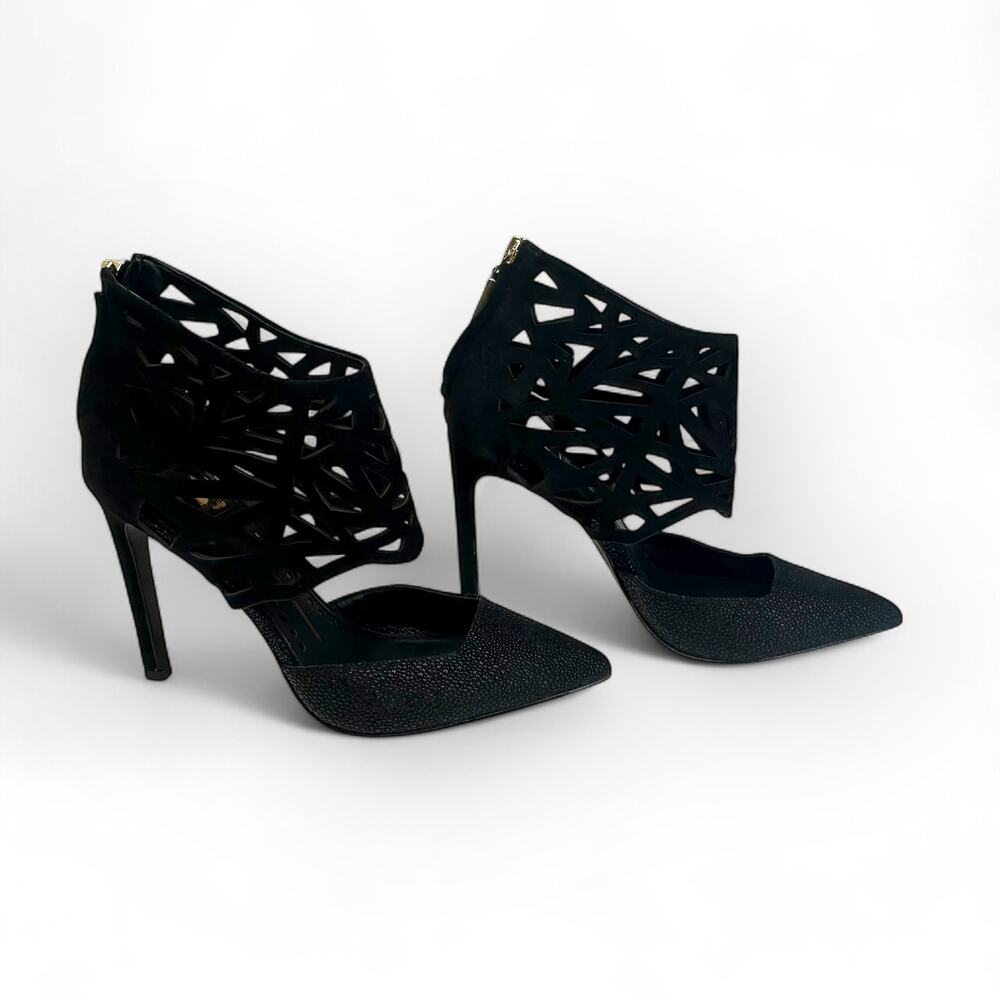 Dolce Vita Women's Kayden Pumps Size 6.5 Black Nubuck Leather Cutout Heels - Picture 6 of 12